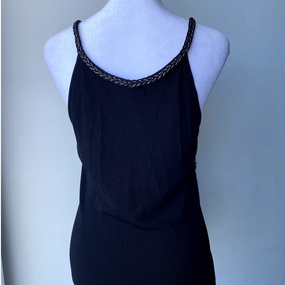 Black Sequin Beaded V-Neck Perni Vintage Halter Neck Top Boho Y2k - Picture 6 of 6